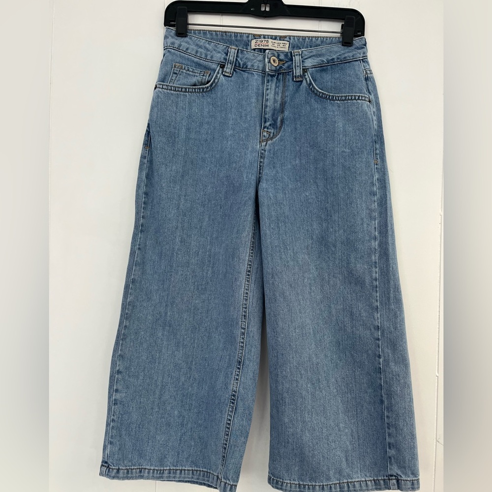 Zara Blue Flare Wide Leg Jeans - Picture 3 of 16